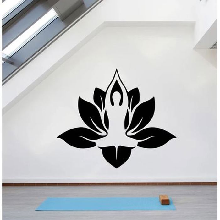Autocollant -  Mural De Méditation De Yoga, Décor Mural De Studio De Yoga - NOIR