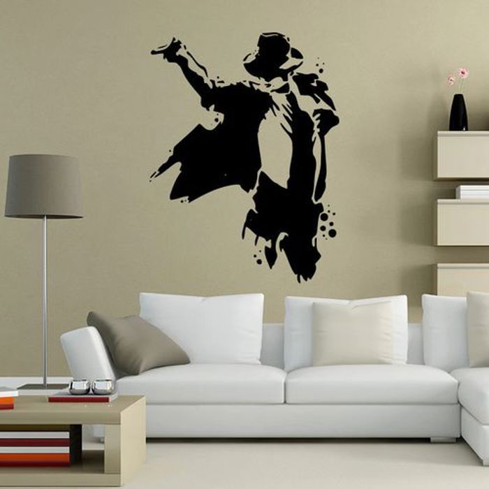 Art Design Cheap Portrait Home Decoration Vinyl Michael Jackson Wall Sticker - NOIR