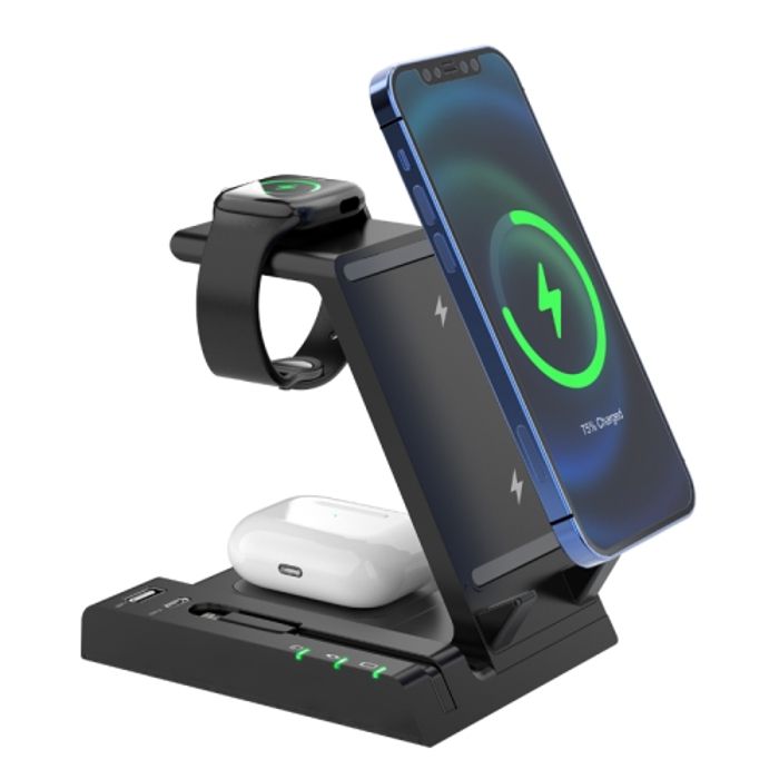 Chargeur de téléphone, station de charge sans fil 6 en 1 15W D2
