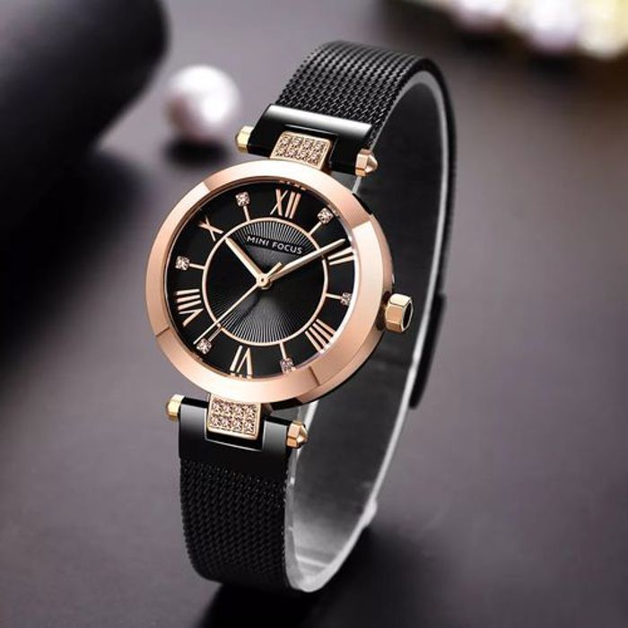 Mini Focus montre de luxe pour femmes,bracelet en maille d'acier inoxydable