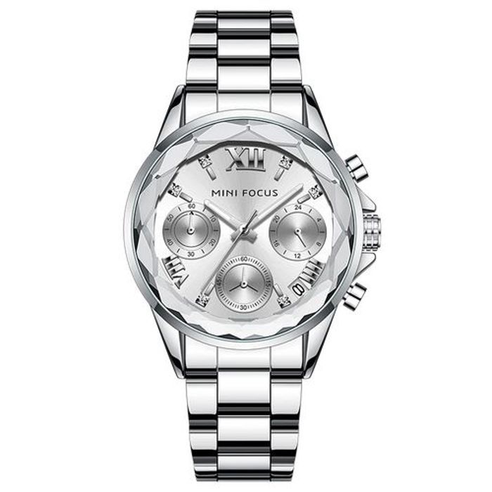 Mini Focus Montre Bracelet Fine Simple Pour Femmes Chronographe Argent