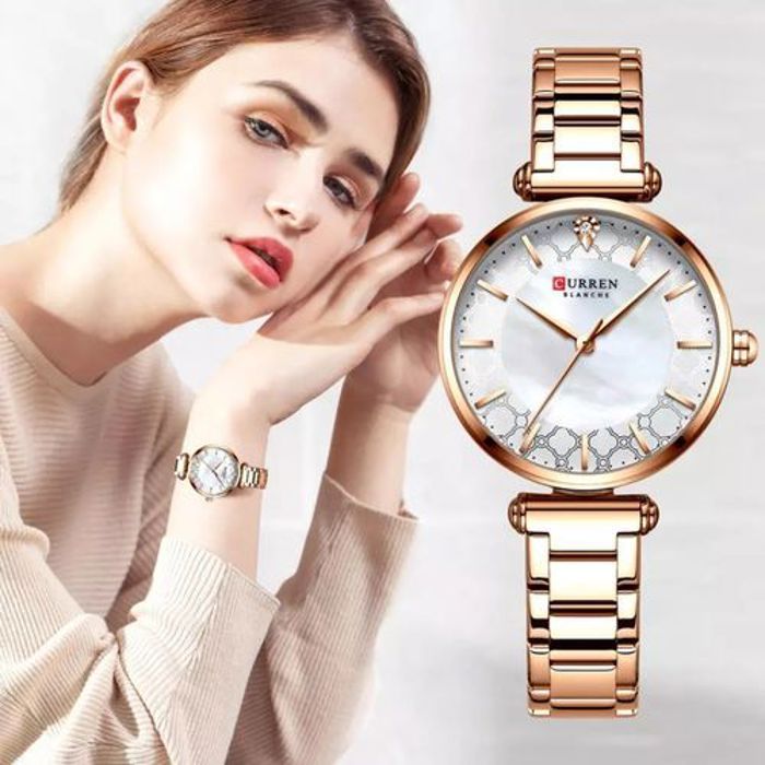 Curren Montre Bracelet à Quartz Pour Femmes, Simple et luxe en Acier inoxydable