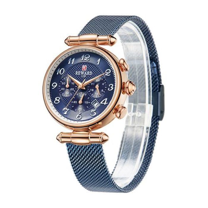 Montre Femme - REWARD - Chronographe - Design Élégant - Bracelet Acier Inoxydable - Affichage Analogique