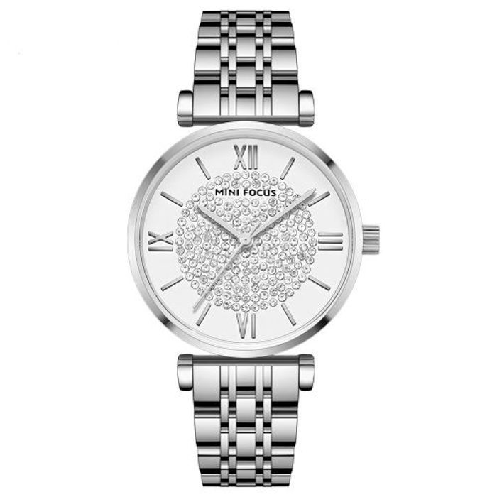 Mini Focus Montre Bracelet Simple Avec Strass Pour Femmes Classique Argent - 7