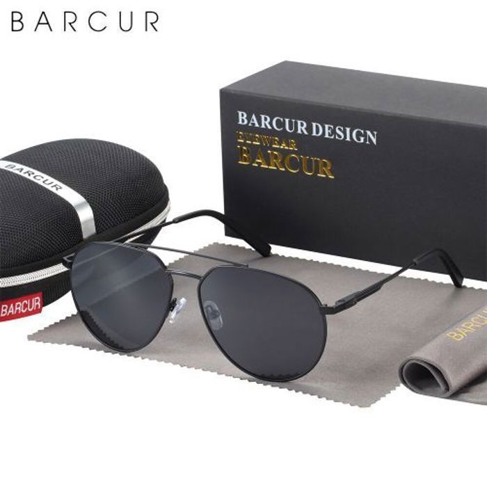 BARCUR Lunettes De Soleil Classiques Pour Hommes Noir