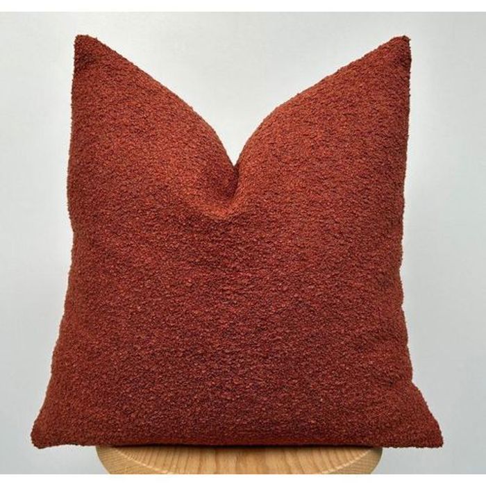 Housse de Coussin terracotta  en Bouclé Ultra Doux, Coussin Bouclé Moelleux, Coussin Texturé en Bouclé