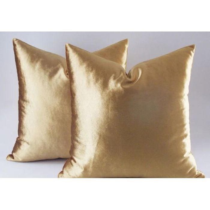 Ensemble de 2 housses de coussin en velours doré uni / Housses de coussin décoratives en velours doré / Coussin déco en velours