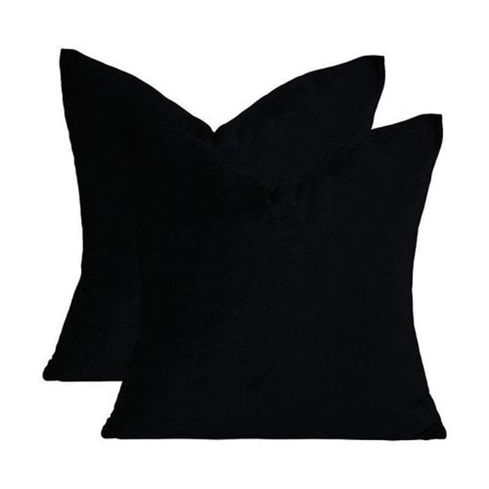 Ensemble de 2 Housses de Coussin en Velours de Luxe Noir Coussins en Velours,  Coussin Décoratif, Housse de Coussin, 45x45 cm