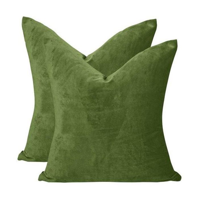 Ensemble de 2 Housses de Coussin en Velours de Luxe Olivine Coussins en Velours,  Coussin Décoratif, Housse de Coussin, 45x45 cm