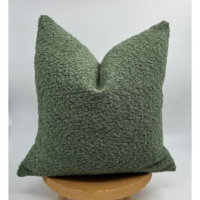 Housse de Coussin  verte en Bouclé Ultra Doux, Coussin Bouclé Moelleux