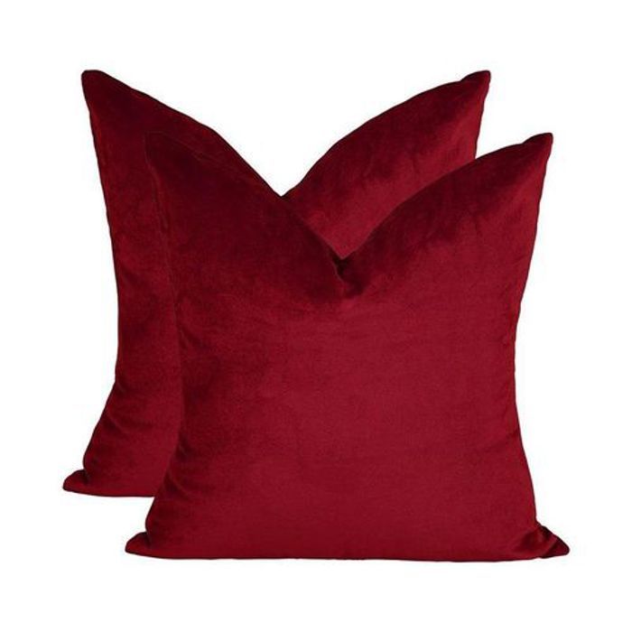 Ensemble de 2 Housses de Coussin en Velours de Luxe  Rouge Coussins en Velours,  Coussin Décoratif, Housse de Coussin, 45x45 cm