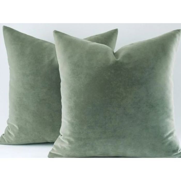 Ensemble de 2 housses de coussin en velours de coton vert moisi / Housses de coussin décoratives vertes / Coussin déco vert moisi