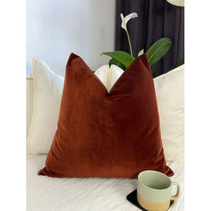Housse de coussin en velours terracotta  luxueuse (45x45cm)