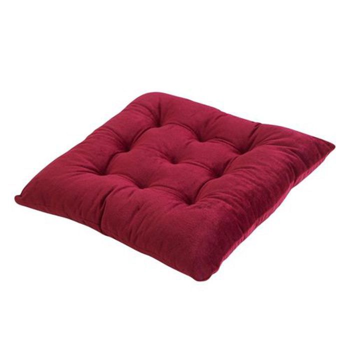 Coussin de chaise en velours rouge, ultra doux et moelleux, lavable, format carré, idéal pour sièges de cuisine ou salle à manger.