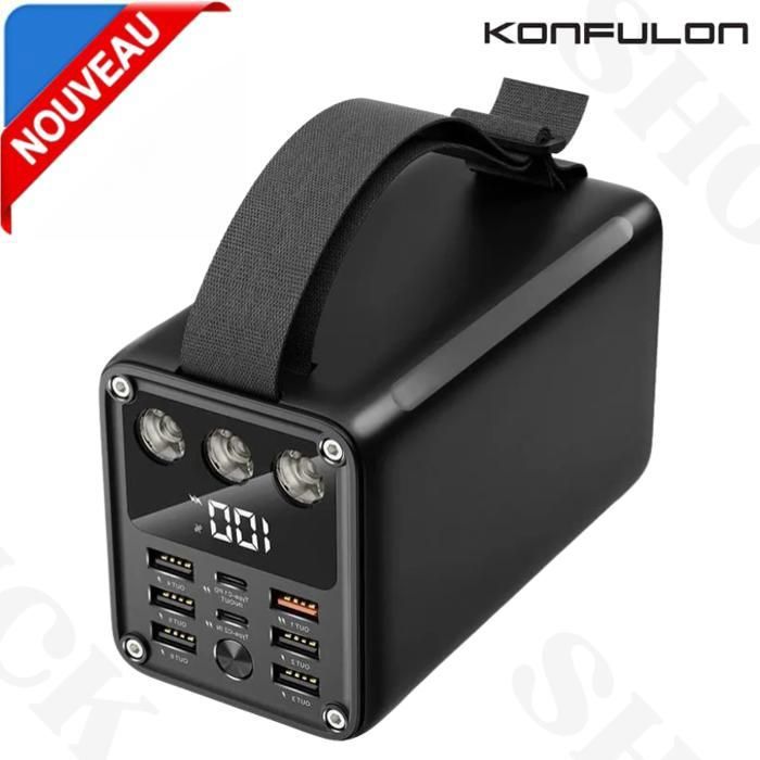 "Konfulon Power Bank 60000 mAh Power Delivery USB Type-C PD 20W Batteries avec 7 Sorties 22.5W "