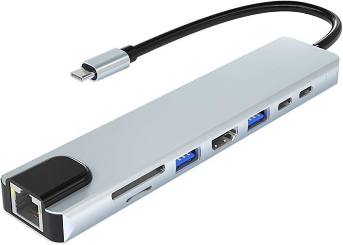 4K USB C HUB, 8-Port USB C Adapter with HDMI, RJ45 Ethernet