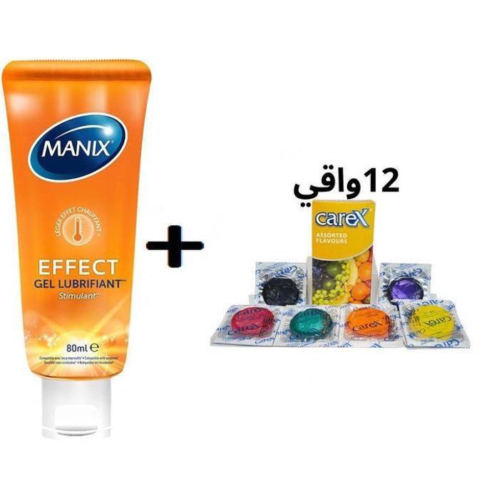 Gel Lubrifiant Effect Stimulant 80ml + Carex Préservatifs , 12 pieces
