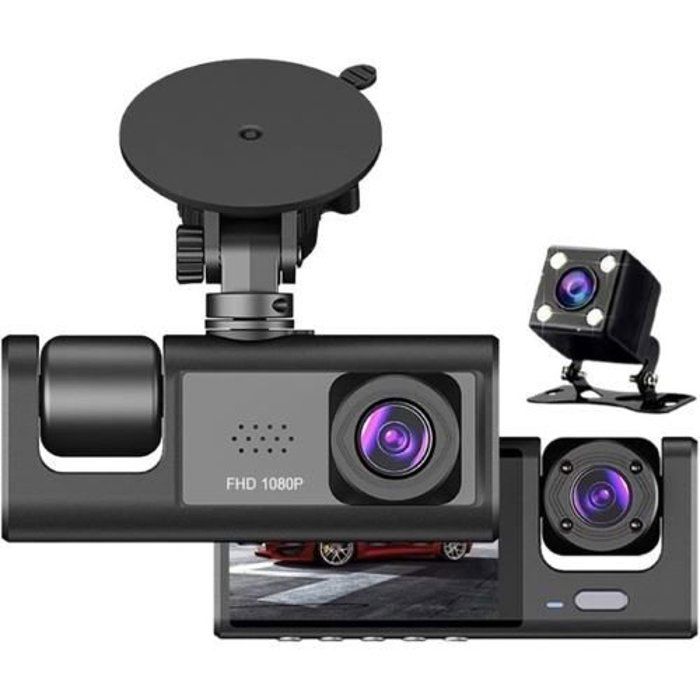 Dashcam Tableau De Bord De Voiture FULL HD 1080P 3 Caméras Enregistreur