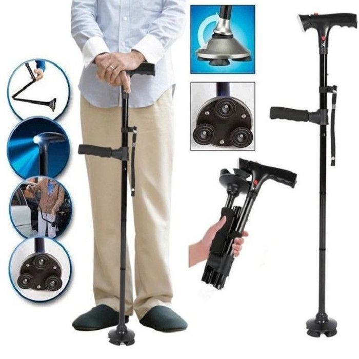 Bâton de marche pliable,éclairé et médicale,Autoportante