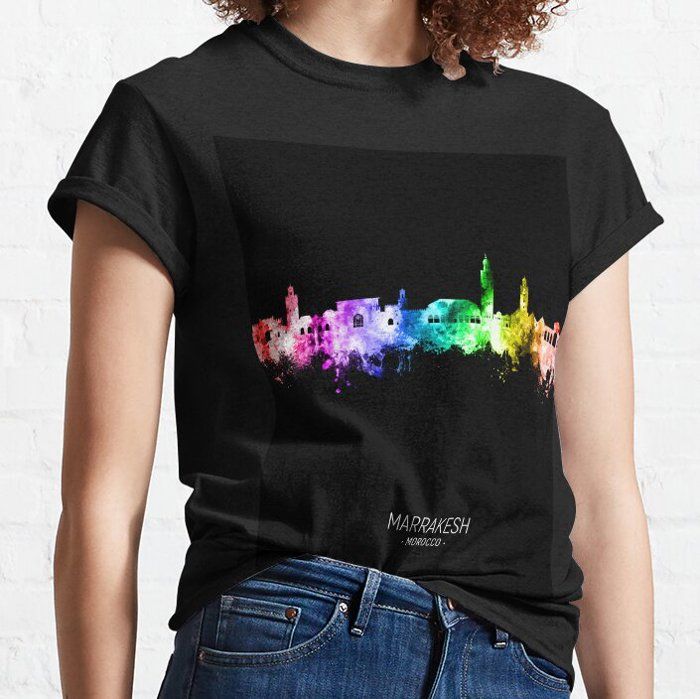 T-shirt premium - OUTFITS AND MORE - Horizon de Marrakech - 95% coton - Manches courtes - Noir
