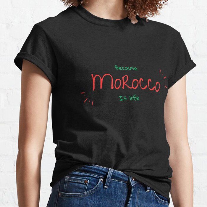 T-shirt - OUTFITS AND MORE - Because Morocco Is Life - 95% coton - Manches courtes - Noir
