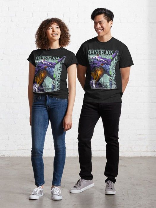 T-shirt - OUTFITS AND MORE - Neon Genesis Evangelion - 95% coton - Manches courtes - Noir - Marjane Mall - Image 2