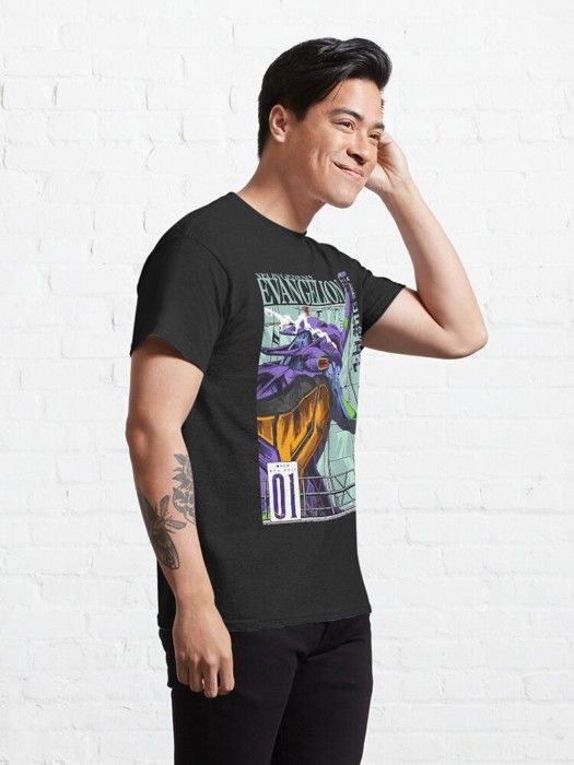 T-shirt - OUTFITS AND MORE - Neon Genesis Evangelion - 95% coton - Manches courtes - Noir - Marjane Mall - Image 3
