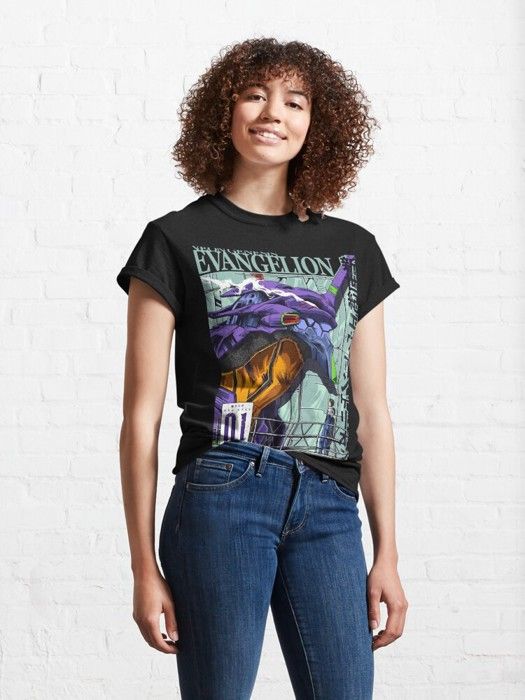 T-shirt - OUTFITS AND MORE - Neon Genesis Evangelion - 95% coton - Manches courtes - Noir - Marjane Mall - Image 4