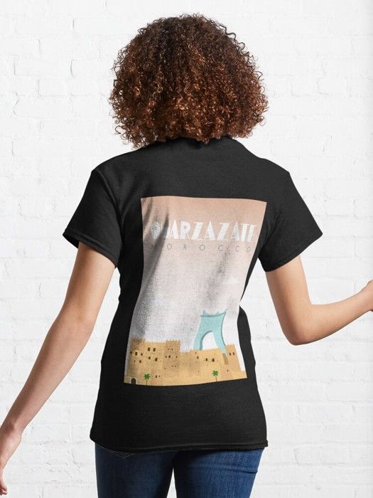 T-shirt - OUTFITS AND MORE - Voyage à Ouarzazate - 95% coton - Manches courtes - Noir - Marjane Mall - Image 1
