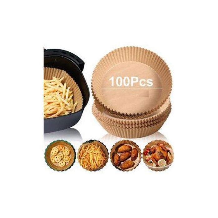 100 Papier pour air fryer, papier antiadhésif carré pour friteuse à air en format rond