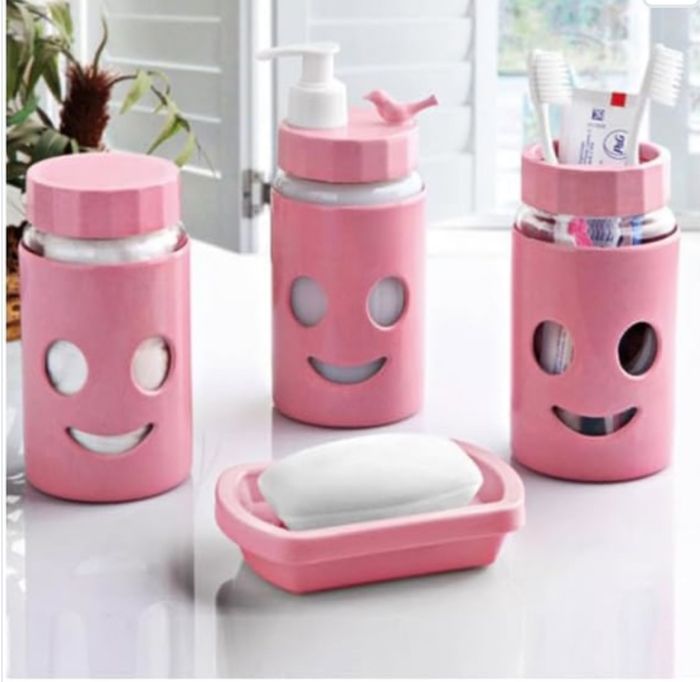 Ensemble de salle de bain 4 pièces Distributeur de savon liquide, Distributeur de brosse à dents, Distributeur de savon solide