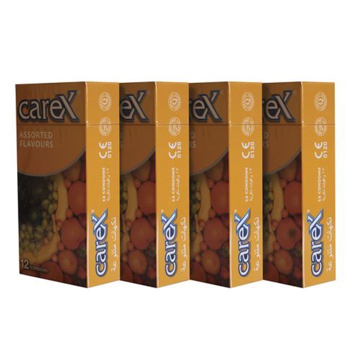 Carex Jelly PRÉSERVATIFS , 4 BOITE DE 12 CONDOMS , DIFFÉRENTS ARÔMES