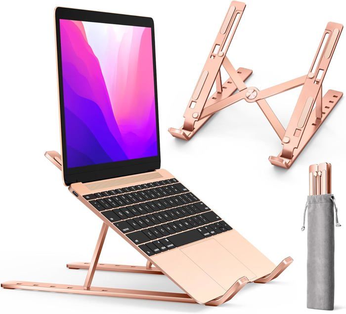 Support pour ordinateur portable, support de bureau ergonomique pliable en Plastique réglable à 6 angles - ROSE