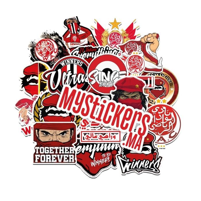 Stickers - Wydad - Pack de 20 - Vinyle - 3D - Imperméables