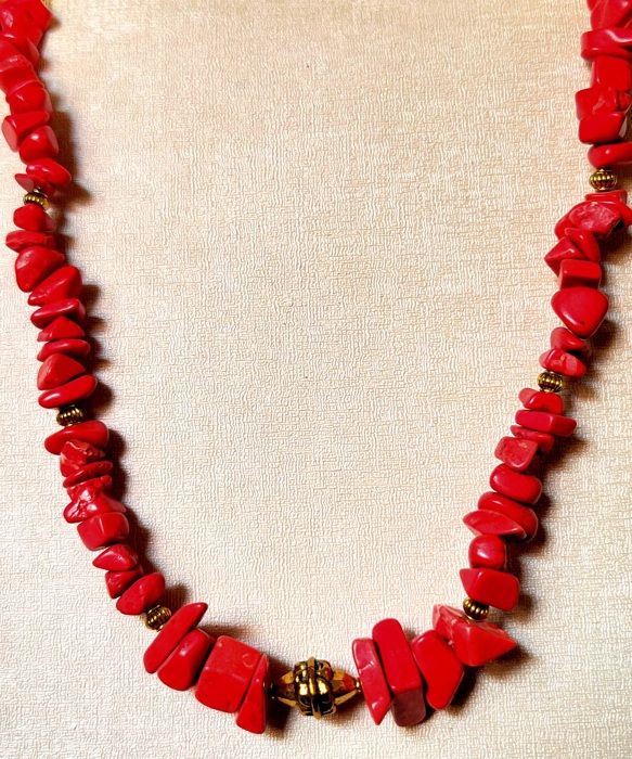 Ras de cou - SCYLLA - Corail rouge - Mixte - Adulte - Pierres naturelles