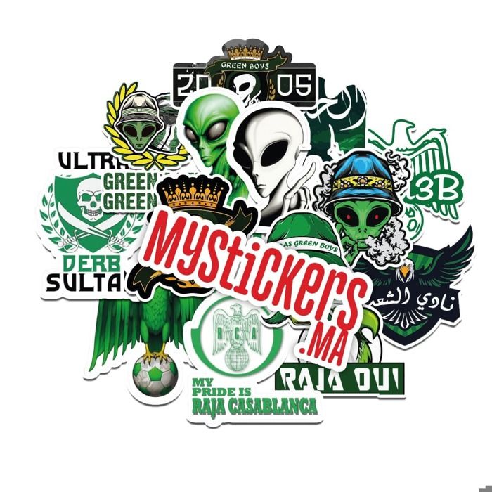Stickers - Raja - Green Boys - Pack de 20 - Vinyle - 3D - Imperméables