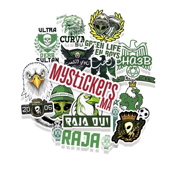 Stickers - Raja Club Athletic - Pack de 15 - 3D - Imperméables - Couleurs éclatantes