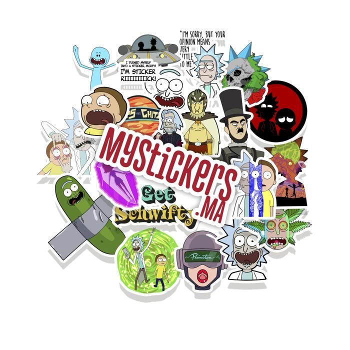 Stickers - Rick And Morty - Pack de 21 - Imperméables - 3D - Multicolore