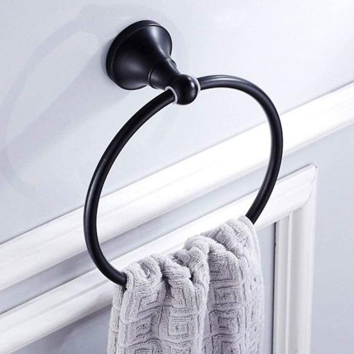Anneau Porte-Serviette Noir Mat Pour Salle De Bain, Support Mural Pour Serviette