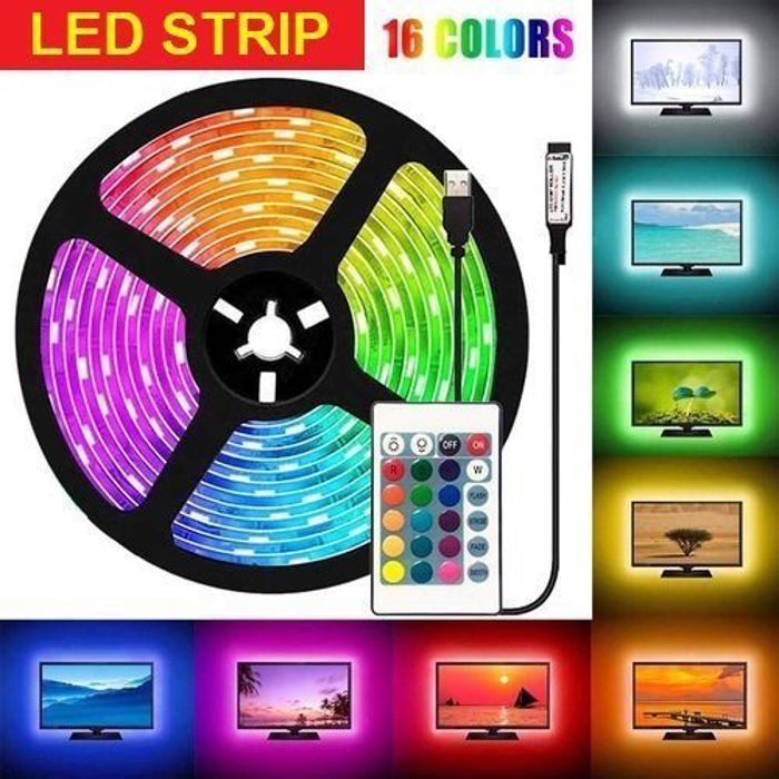 Led Strip Light 5050 Rgb 5M Flexible Étanche 16 Couleurs- Haute Qualité Avec Télécomande