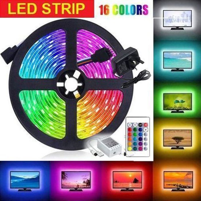 Led Strip Light 5050 Rgb 5M Étanche Flexible-16 Couleur Avec Télécommande Haute Qualité