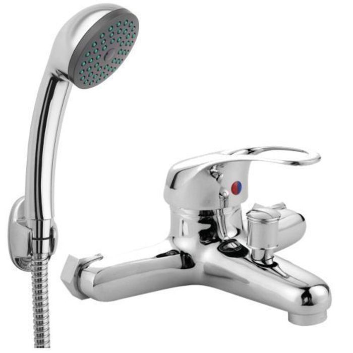 Mitigeur de Douche - Robinet de Baignoire - Chromé Brillant - Douchette de Luxe - Interrupteur de Levage - Acier
