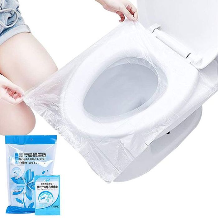 50 Housses Pour Siège de Toilette jetable, Biodégradable en Plastique