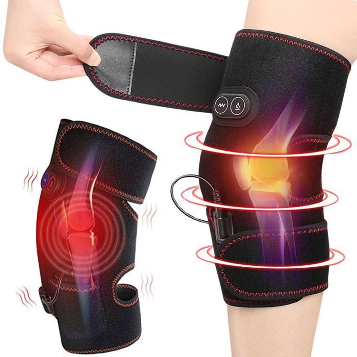 Genouillère chauffante, 3 niveaux de chaleur et de vibration réglables, masseur de genou pour soulager la douleur au genou