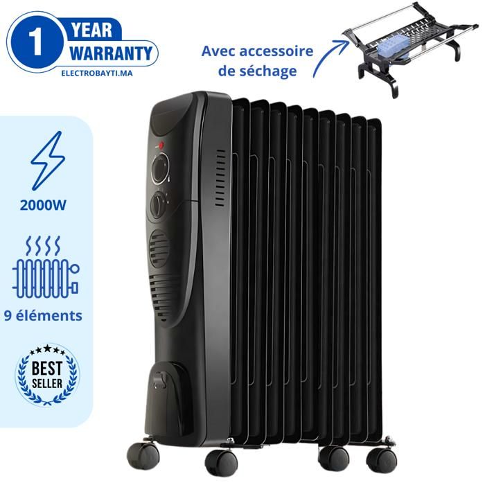 Chauffage électrique High Quality 9 éléments - 3 réglages de chaleur - 2000 W-CHB-117