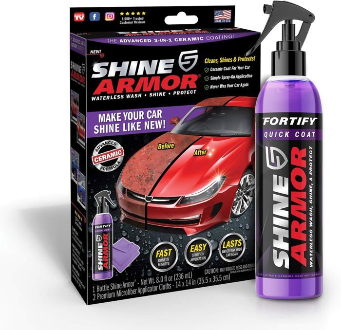 SHINE ARMOR Fortify Quick Coat Haute Performance Revêtement En Céramique, Voiture Wax Spray, Hydrophobe Top Coat Polish et Polymère