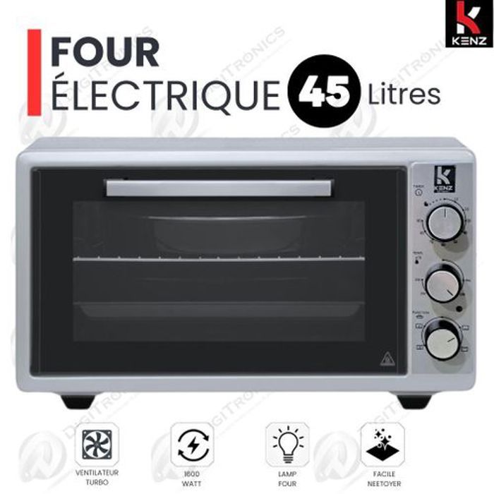 Kenz Four Électrique de Haute Qualité 45 Litres Réglage de 1 à 90 minutes 1600W - Panneau de contrôle pratique