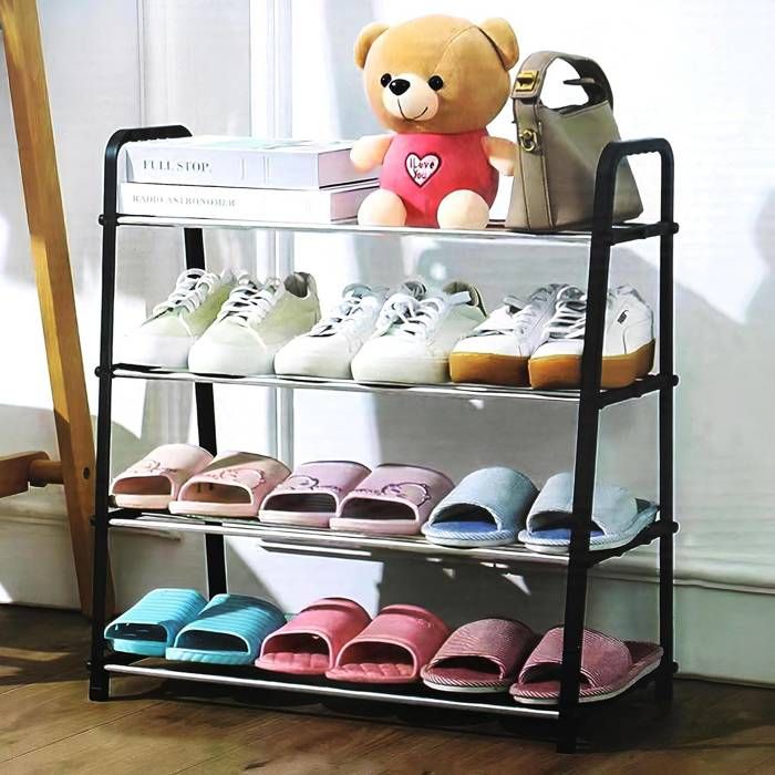 Étagère à chaussures 4 niveaux, organisateur de chaussures pour entrée, placard, chambre à coucher multicolors