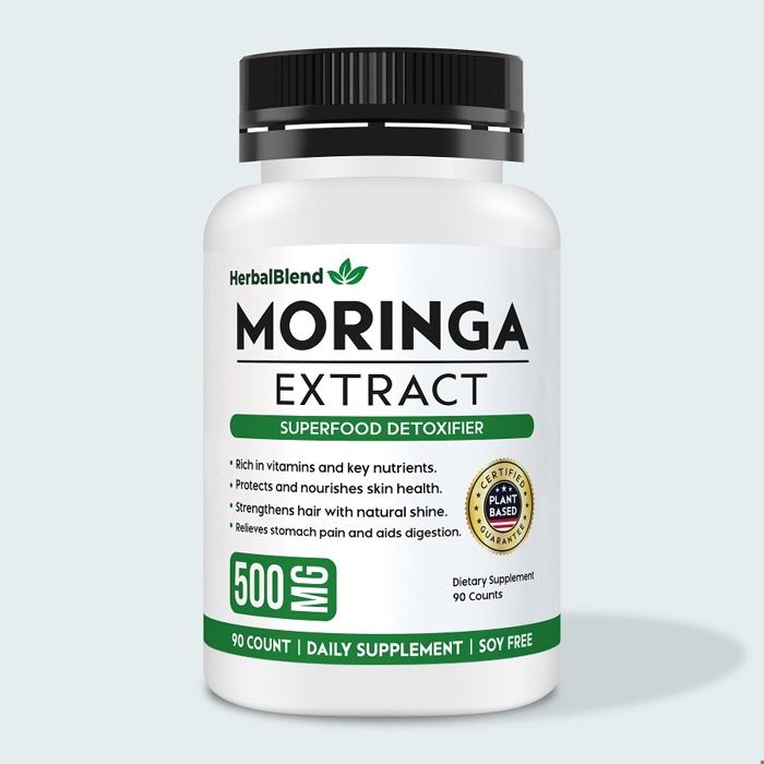 Moringa Extract 500mg – Superfood Détoxifiant, Riche en Vitamines & Minéraux Essentiels – 90 Gélules