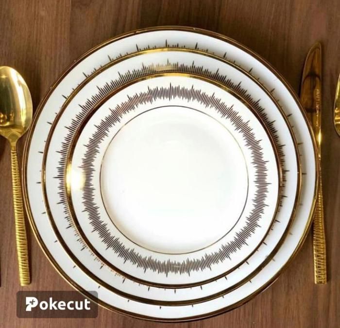 Service de Table 36 Pièces avec Détails Dorés